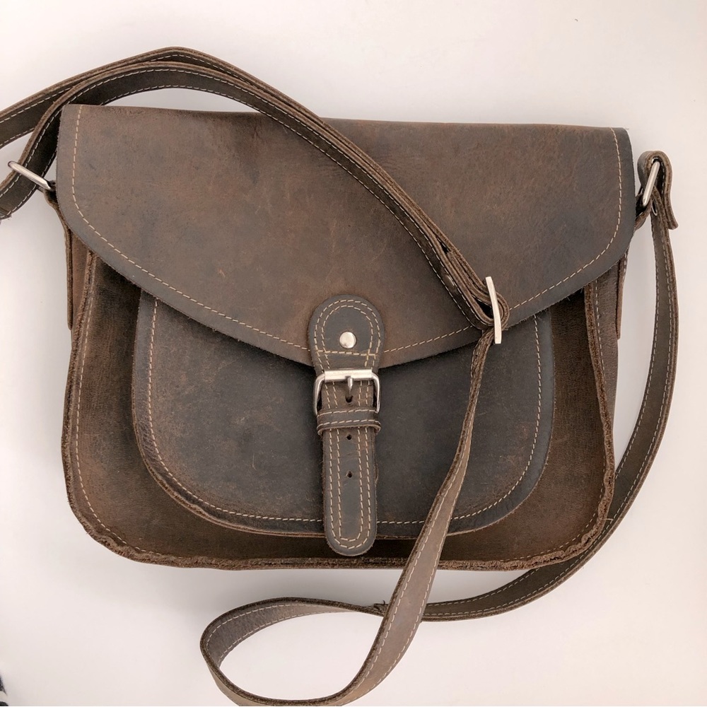 KomalC Leather Saddle Shoulder Bag